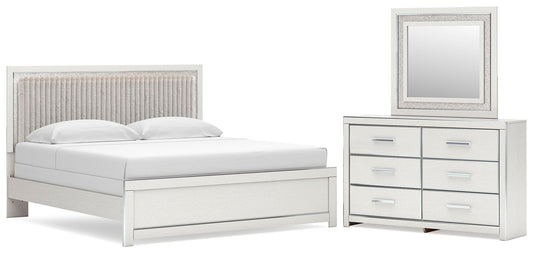 Zuraleus King Upholstered Panel Bed, Dresser and Mirror