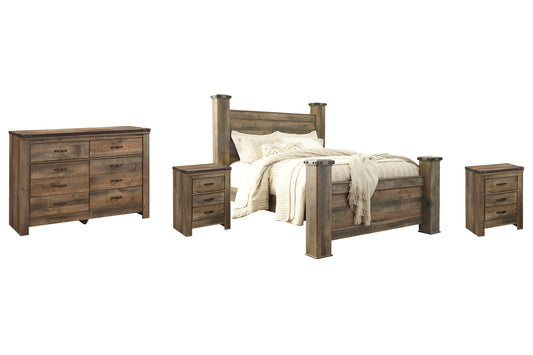 Trinell Queen Poster Bed with Dresser and 2 Nightstands