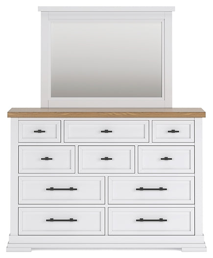 Ashbryn Queen Panel Storage Bed with Mirrored Dresser