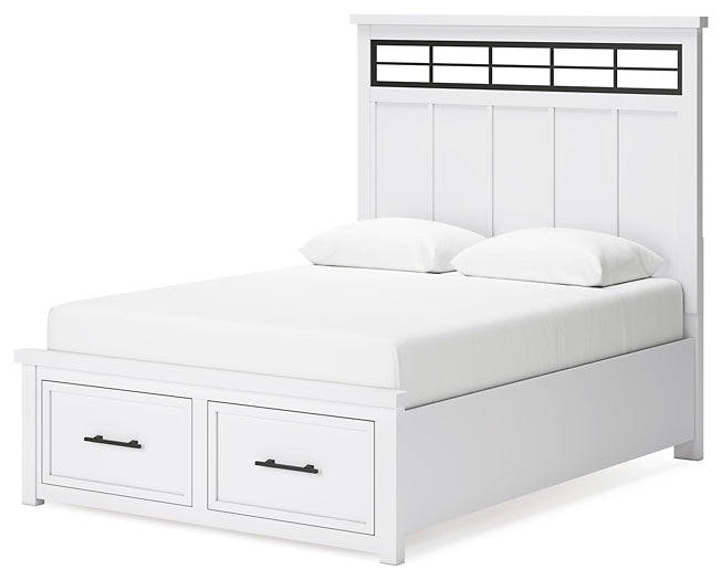 Ashbryn Queen Panel Storage Bed with Mirrored Dresser