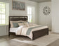 Covetown King Panel Bed with Mirrored Dresser, Chest and Nightstand