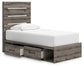Graystorm Twin Panel Storage Bed with Mirrored Dresser and Nightstand
