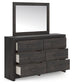 Hollivern King Panel Bed with Mirrored Dresser