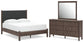 Pamytta Queen Upholstered Panel Platform Bed, Dresser and Mirror