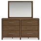 Cabalynn Queen Upholstered Bed with Mirrored Dresser