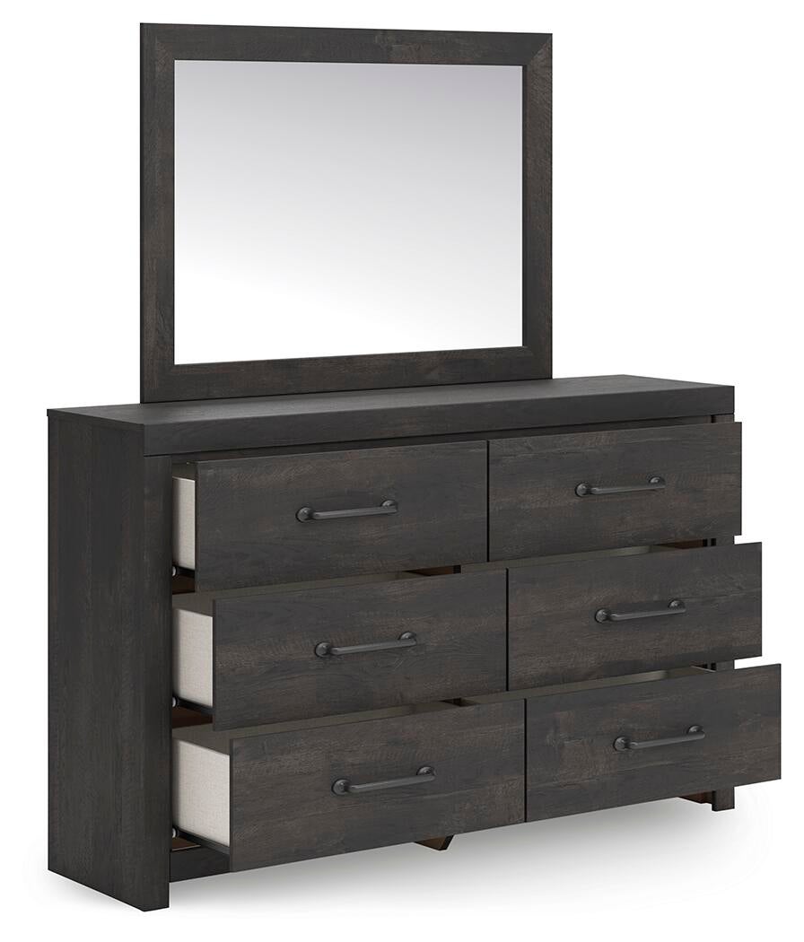 Delmorta Twin Panel Bed, Dresser, Mirror, Chest and Nightstand