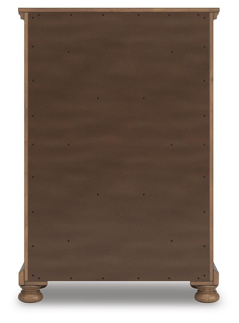 Vandenmore Queen Panel Bed with Mirrored Dresser, Chest and Nightstand