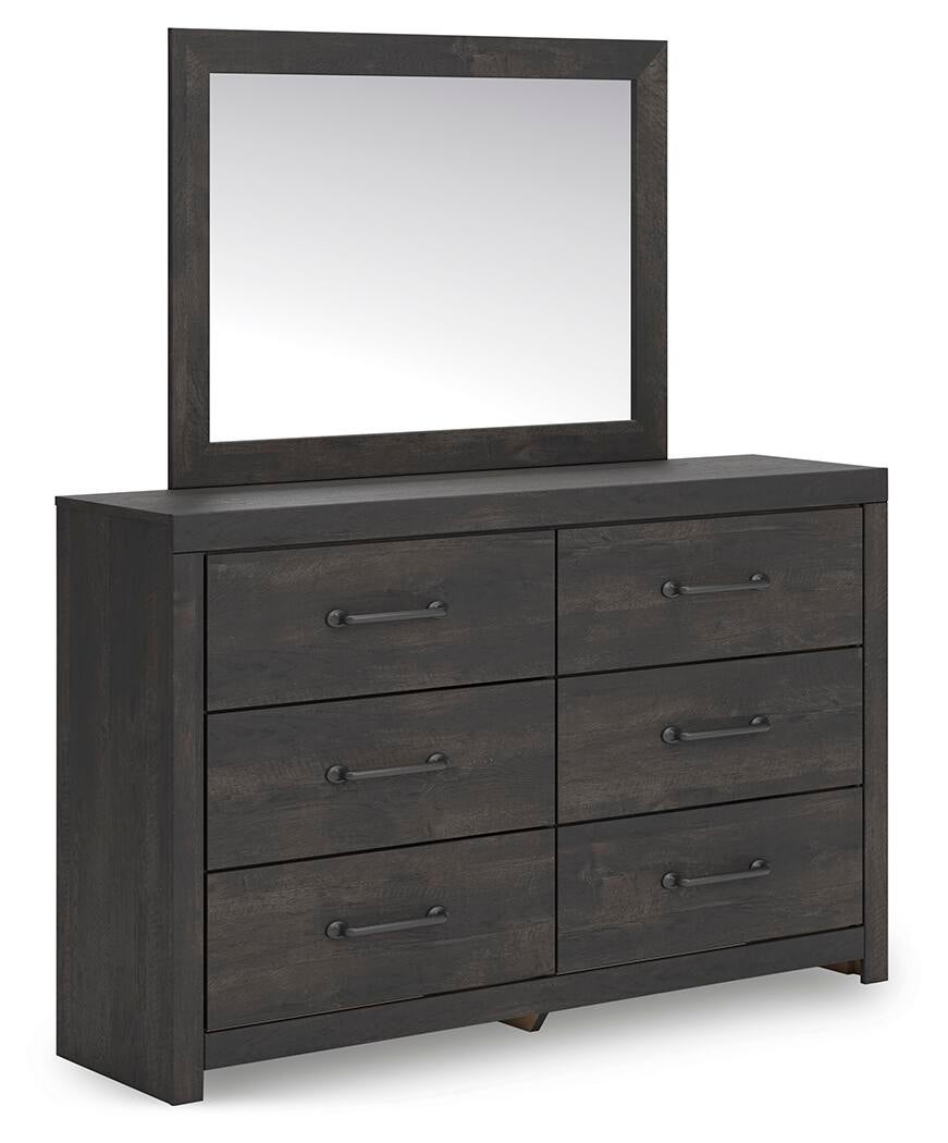 Delmorta King Panel Bed, Dresser and Mirror