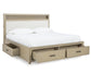 Calmoro Queen Bookcase Bed with Mirrored Dresser
