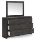 Delmorta Twin Panel Bed with Storage, Dresser, Mirror, Chest and Nightstand