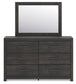 Delmorta Twin Panel Bed with Storage, Dresser, Mirror and Nightstand