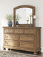 Vandenmore California King Panel Bed with Mirrored Dresser
