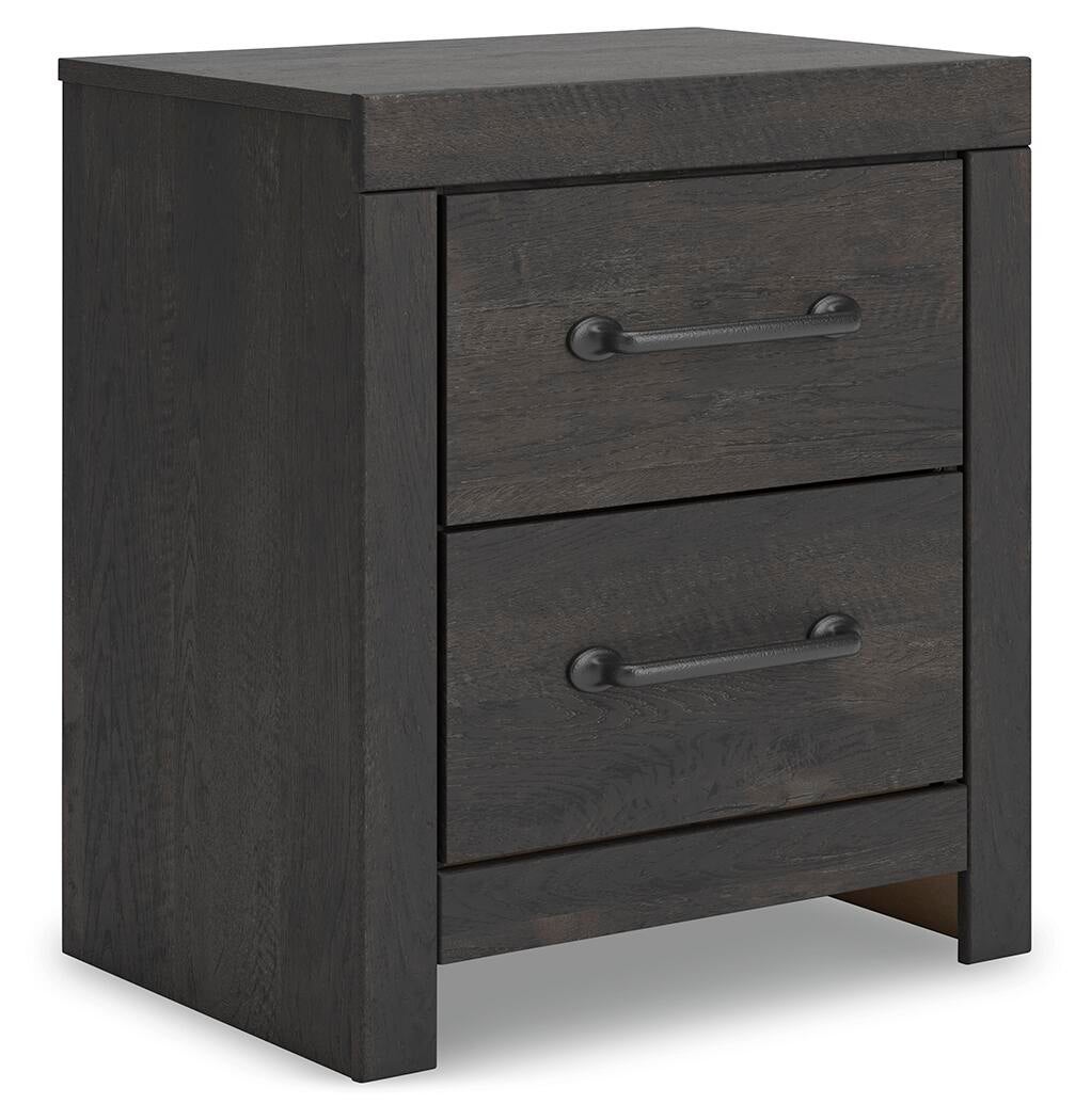 Delmorta Full Panel Bed with Storage, Dresser, Mirror and Nightstand