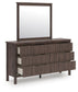 Pamytta Queen Upholstered Panel Platform Bed, Dresser, Mirror, Chest and Nightstand