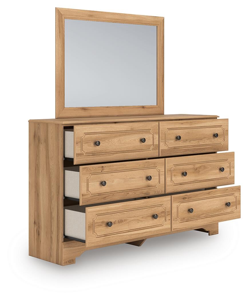 Aleaport King Panel Bed with Mirrored Dresser