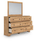 Aleaport King Panel Bed with Mirrored Dresser