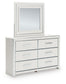 Zuraleus Queen Upholstered Panel Platform Storage Bed, Dresser and Mirror