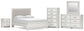 Zuraleus Queen Upholstered Panel Platform Bed, Dresser, Mirror, Chest and Nightstand