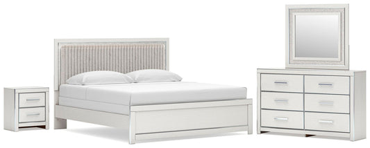Zuraleus King Upholstered Panel Bed, Dresser, Mirror and Nightstand