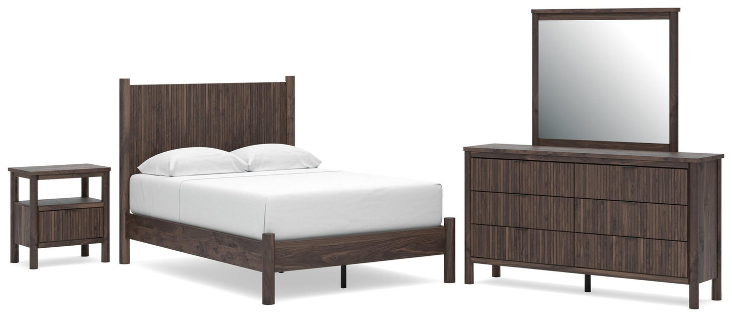 Pamytta Full Panel Platform Bed, Dresser, Mirror and Nightstand