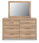 Hollymount Queen Upholstered Platform Bed, Dresser, Mirror and Nightstand