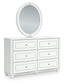 Maylilly Full Upholstered Panel Bed, Dresser and Mirror