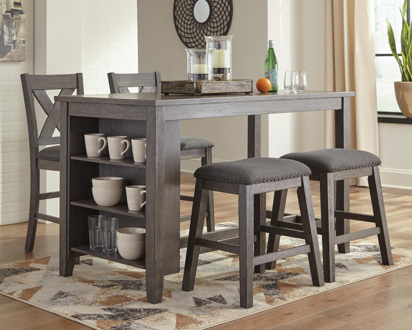 Caitbrook Counter Height Dining Table and 4 Barstools