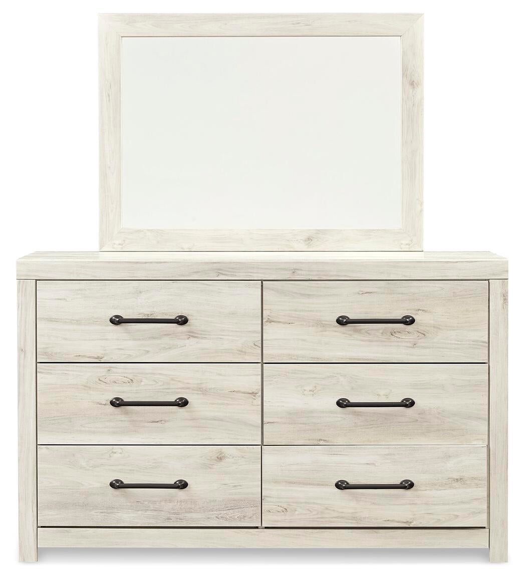 Cambeck Twin Panel Bed with Mirrored Dresser, Chest and Nightstand