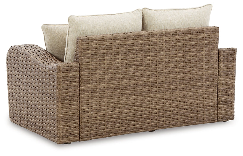 Sandy Bloom Outdoor Sofa and Loveseat with Lounge Chair and Ottoman