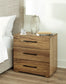 Dakmore Queen Upholstered Bed with Mirrored Dresser, Chest and Nightstand